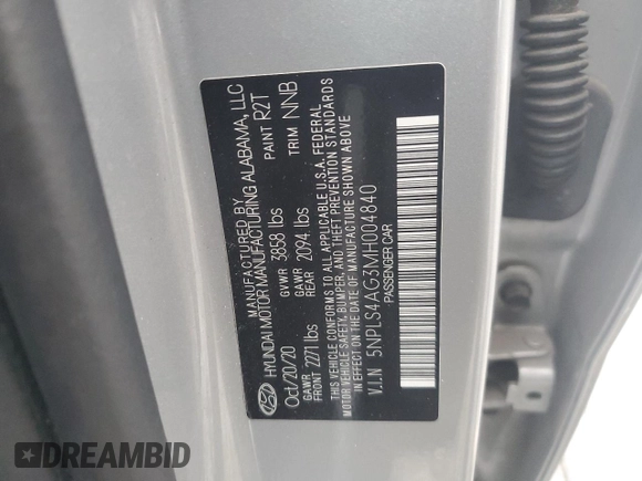 2021 Hyundai Elantra SEL with VIN 5NPLS4AG3MH004840, listed as a Copart auction lot 43558485 with 36,534 mi miles and Salvage Title. Bid and sale history available at carsss.com. Image 12.