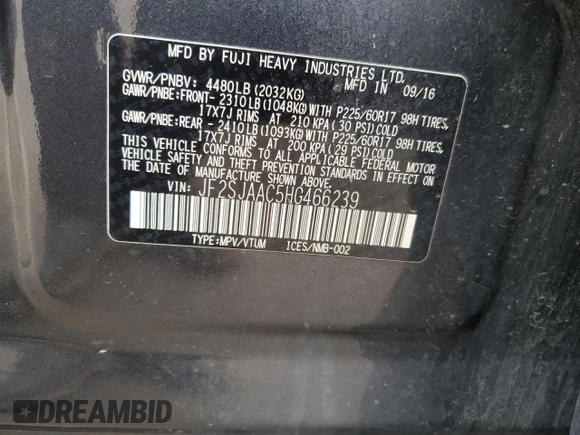 2017 Subaru Forester with VIN JF2SJAAC5HG466239, listed as a Copart auction lot 46443084 with 78,857 mi miles and . Bid and sale history available at DreamBid. Image 14.