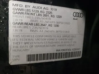 2020 Audi Q3 S line Premium with VIN WA1DECF33L1028387, listed as a Copart auction lot 46089625 with 49,297 mi miles and Salvage Title. Bid and sale history available at carsss.com. Image 13.