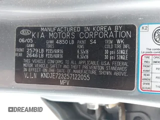 2005 Kia Sportage LX with VIN KNDJE723257122055, listed as a IAAI auction lot 42192102 with 167,726 mi miles and . Bid and sale history available at carsss.com. Image 9.