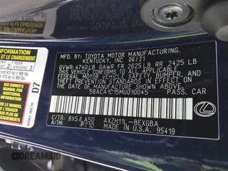 2021 Lexus ES with VIN 58ACA1C15MU010045, listed as a IAAI auction lot 41545909 with 24,694 mi miles. Bid and sale history available at carsss.com. Image 9.
