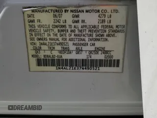 2007 Nissan Altima 2.5 with VIN 1N4AL21E37N490521, listed as a Copart auction lot 46973375 with 230,607 mi miles and Salvage Title. Bid and sale history available at carsss.com. Image 14.
