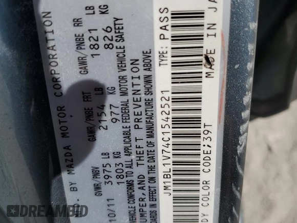 2012 Mazda 3 i Touring with VIN JM1BL1V74C1542521, listed as a Copart auction lot 53420775 with 236,330 mi miles and Salvage Title. Bid and sale history available at carsss.com. Image 12.