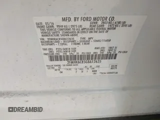 2016 Ford Flex SEL with VIN 2FMHK6C85GBA12635, listed as a IAAI auction lot 40715147 with 104,573 mi miles. Bid and sale history available at carsss.com. Image 9.