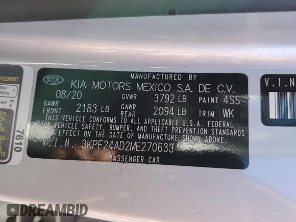 2021 Kia Forte FE with VIN 3KPF24AD2ME270633, listed as a Copart auction lot 51466995 with 30,330 mi miles and Salvage Title. Bid and sale history available at carsss.com. Image 12.