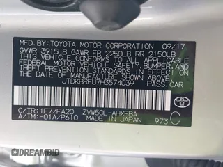 2017 Toyota Prius Two with VIN JTDKBRFU7H3574039, listed as a IAAI auction lot 42410071 with 101,080 mi miles and . Bid and sale history available at DreamBid. Image 9.