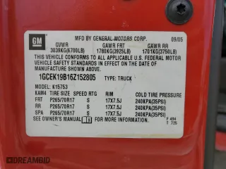 2006 Chevrolet Silverado 1500 LT1 with VIN 1GCEK19B16Z152805, listed as a Copart auction lot 47176185 with 0 mi miles and Salvage Title. Bid and sale history available at carsss.com. Image 15.