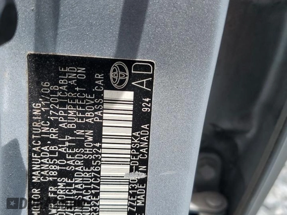 2007 Toyota Corolla CE with VIN 2T1BR32E17C765324, listed as a Copart auction lot 63238465 with 223,098 mi miles and Salvage title. Bid and sale history available at DreamBid. Image 12.