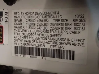 2022 Honda CR-V Hybrid EX-L with VIN 5J6RT6H84NL056924, listed as a IAAI auction lot 41634901 with 26,764 mi miles. Bid and sale history available at carsss.com. Image 9.