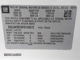 2015 Chevrolet Silverado 1500 LTZ with VIN 3GCUKSEC8FG156673, listed as a IAAI auction lot 42066694 with 70,163 mi miles and . Bid and sale history available at DreamBid. Image 9.