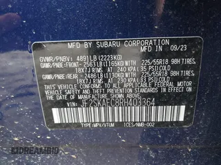 2024 Subaru Forester Sport with VIN JF2SKAEC8RH403364, listed as a IAAI auction lot 41845550 with 33,114 mi miles. Bid and sale history available at carsss.com. Image 9.