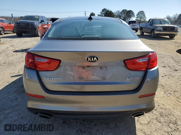 2015 Kia Optima EX with VIN 5XXGN4A76FG399829, listed as a Copart auction lot 46929805 with 105,412 mi miles and Salvage Title. Bid and sale history available at carsss.com. Image 6.