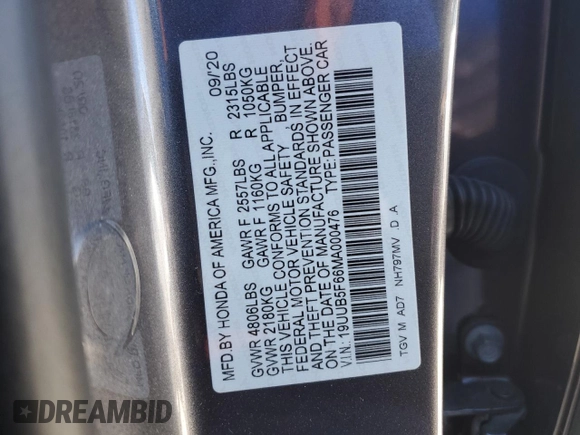 2021 Acura TLX w/Advance Package with VIN 19UUB5F66MA000476, listed as a Copart auction lot 42602525 with 0 mi miles and Salvage Title. Bid and sale history available at carsss.com. Image 12.