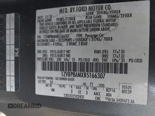 2011 Ford Mustang V6 with VIN 1ZVBP8AMXB5166307, listed as a IAAI auction lot 41544756 with 141,279 mi miles and . Bid and sale history available at carsss.com. Image 9.