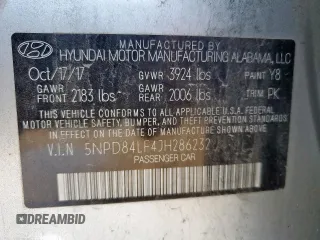 2018 Hyundai Elantra SEL z VIN 5NPD84LF4JH286232, wystawiony jako Copart lot #58422095 z przebiegiem 183 694 mil mil oraz Szkoda całkowita • Salvage title. Historia ofert i sprzedaży dostępna na DreamBid. Obrazek 12.