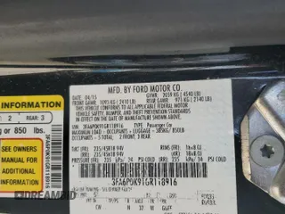 2016 Ford Fusion Titanium with VIN 3FA6P0K91GR118916, listed as a Copart auction lot 55839735 with 83,553 mi miles and Salvage title. Bid and sale history available at DreamBid. Image 12.