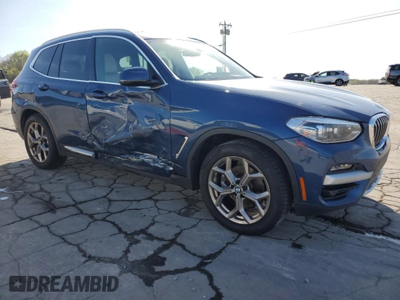2021 BMW X3 xDrive30i with VIN 5UXTY5C09M9H50725, listed as a Copart auction lot 52645365 with 27,652 mi miles and Salvage Title. Bid and sale history available at DreamBid. Image 4.