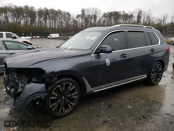 2019 BMW X7 xDrive40i with VIN 5UXCW2C51KL082125, listed as a Copart auction lot 47482325 with 0 mi miles and Salvage Title. Bid and sale history available at carsss.com. Image 1.