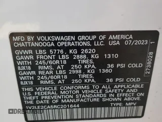 2024 Volkswagen Atlas SE with VIN 1V2LE2CA5RC201644, listed as a Copart auction lot 77458394 with 47,523 mi miles and Salvage title. Bid and sale history available at DreamBid. Image 15.