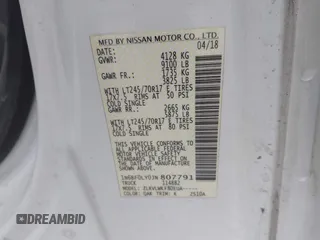 2018 Nissan NV Cargo S z VIN 1N6BF0LY0JN807791, wystawiony jako IAAI lot #41868591 z przebiegiem 128 813 mil mil oraz . Historia ofert i sprzedaży dostępna na DreamBid. Obrazek 9.