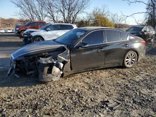 2014 Infiniti Q50 Premium with VIN JN1BV7AR9EM707892, listed as a Copart auction lot 82459294 with 144,387 mi miles and Salvage title. Bid and sale history available at DreamBid. Image 1.
