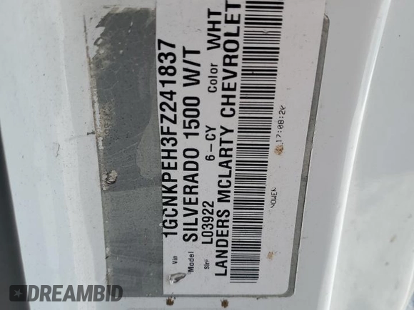 2015 Chevrolet Silverado 1500 Work Truck with VIN 1GCNKPEH3FZ241837, listed as a Copart auction lot 69777014 with 71,969 mi miles and Salvage Title. Bid and sale history available at carsss.com. Image 12.