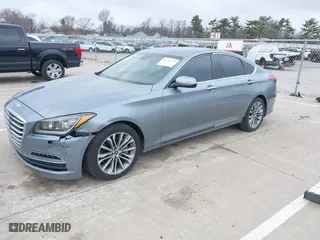 2015 Hyundai Genesis 3.8L with VIN KMHGN4JE7FU087460, listed as a IAAI auction lot 41779725 with 56,456 mi miles. Bid and sale history available at carsss.com. Image 18.