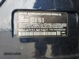 2018 BMW 5 Series 530i xDrive with VIN WBAJA7C51JWC74971, listed as a Copart auction lot 51348035 with 161,737 mi miles and Clean Title. Bid and sale history available at DreamBid. Image 12.