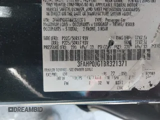 2011 Ford Fusion SEL with VIN 3FAHP0JG1BR321371, listed as a IAAI auction lot 41972555 with 155,027 mi miles. Bid and sale history available at carsss.com. Image 9.