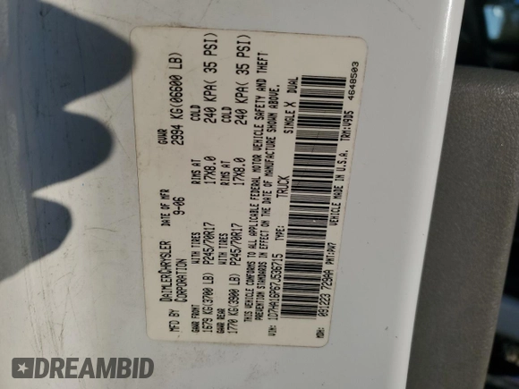 2007 Dodge 1500 SLT with VIN 1D7HA16P67J536715, listed as a Copart auction lot 85704944 with 243,412 mi miles and Salvage Title. Bid and sale history available at DreamBid. Image 14.