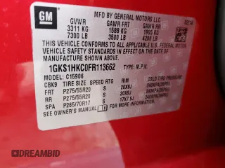 2015 GMC Yukon XL SLT with VIN 1GKS1HKC0FR113662, listed as a Copart auction lot 42992245 with 186,904 mi miles and Salvage Title. Bid and sale history available at carsss.com. Image 13.