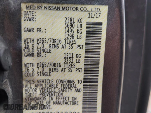 2018 Nissan Frontier SV with VIN 1N6DD0CW1JN719281, listed as a Copart auction lot 52637745 with 68,743 mi miles and Salvage title. Bid and sale history available at DreamBid. Image 13.