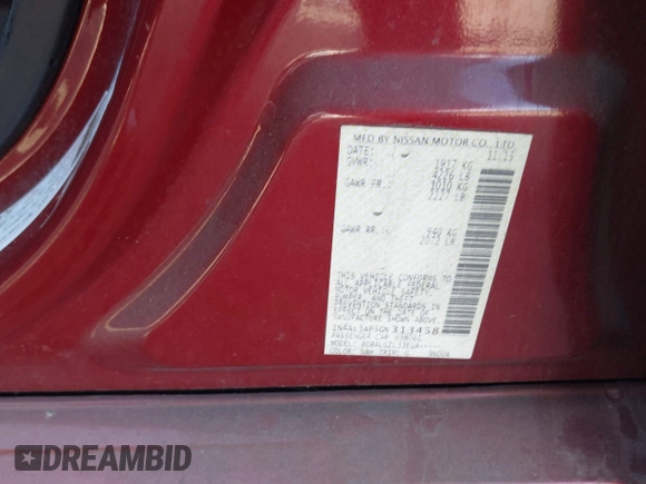 2016 Nissan Altima SR with VIN 1N4AL3AP5GN313458, listed as a IAAI auction lot 40893852 with 169,847 mi miles and . Bid and sale history available at DreamBid. Image 9.