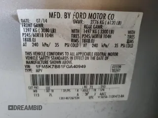 2015 Ford Explorer with VIN 1FM5K7B81FGA40949, listed as a Copart auction lot 59993425 with 127,874 mi miles and Salvage title. Bid and sale history available at DreamBid. Image 13.