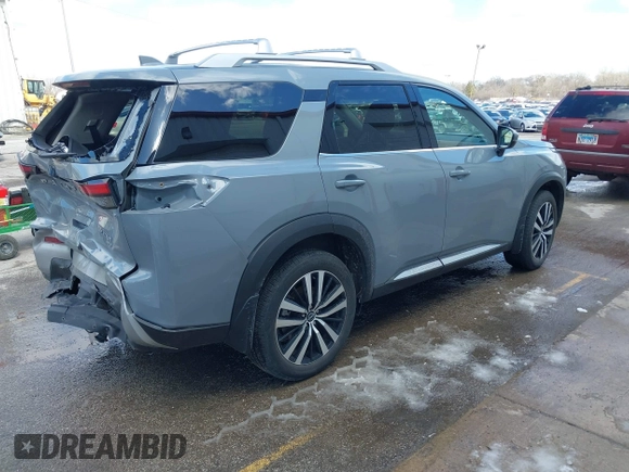 2023 Nissan Pathfinder Platinum с VIN 5N1DR3DK0PC207125, выставлен на аукционе IAAI как лот 41848785 с пробегом 22 068 миль миль и . История ставок и продаж доступна на DreamBid. Изображение 4.