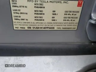 2014 Tesla Model S 60 with VIN 5YJSA1H14EFP34335, listed as a Copart auction lot 65504325 with Not provided miles and Clean title. Bid and sale history available at DreamBid. Image 12.