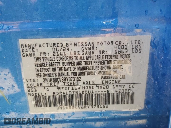 2024 Nissan Sentra SV with VIN 3N1AB8CV8RY373152, listed as a Copart auction lot 64409865 with 21,483 mi miles and Clean title. Bid and sale history available at DreamBid. Image 13.