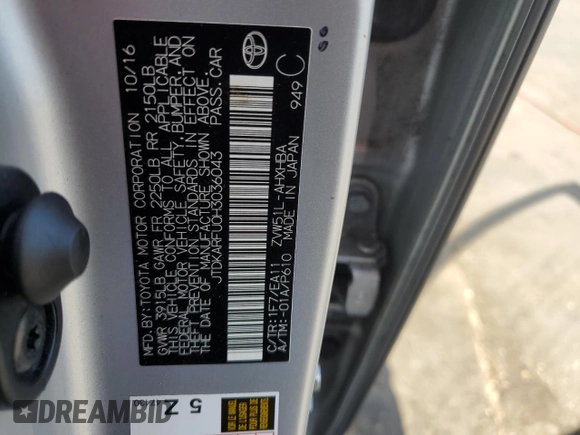 2017 Toyota Prius Two z VIN JTDKARFU0H3036043, wystawiony jako Copart lot #57936795 z przebiegiem 142 025 mil mil oraz Szkoda całkowita • Salvage title. Historia ofert i sprzedaży dostępna na DreamBid. Obrazek 12.