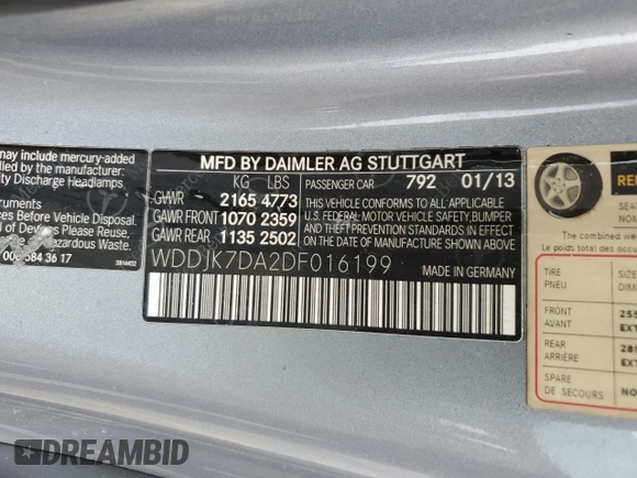 2013 Mercedes-Benz SL-Class SL 550 with VIN WDDJK7DA2DF016199, listed as a Copart auction lot 71624824 with 149,577 mi miles and Salvage Title. Bid and sale history available at carsss.com. Image 12.