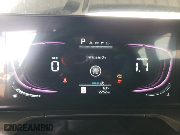 2025 Kia Telluride S with VIN 5XYP64GC6SG585586, listed as a Copart auction lot 56853485 with 12,252 mi miles and Salvage title. Bid and sale history available at DreamBid. Image 9.
