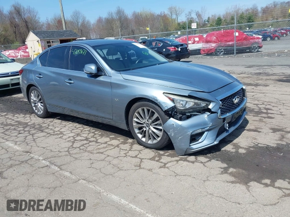 2019 Infiniti Q50 Luxe with VIN JN1EV7AR6KM550475, listed as a IAAI auction lot 42059071 with 79,534 mi miles and . Bid and sale history available at DreamBid. Image 1.