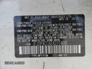 2014 Subaru Crosstrek Premium z VIN JF2GPACC6E8221408, wystawiony jako Copart lot #56502795 z przebiegiem 154 218 mil mil oraz Szkoda całkowita • Salvage title. Historia ofert i sprzedaży dostępna na DreamBid. Obrazek 14.
