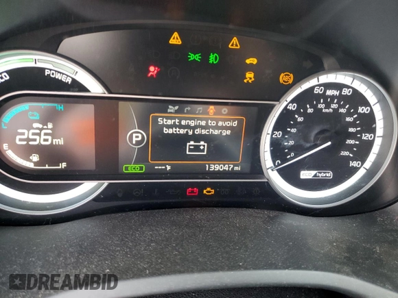 2017 Kia Niro EX with VIN KNDCC3LCXH5052083, listed as a Copart auction lot 47575895 with 139,047 mi miles and Non Repairable. Bid and sale history available at carsss.com. Image 9.
