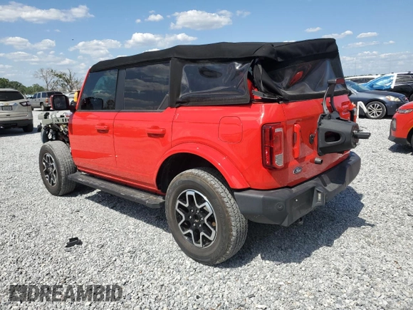 2022 Ford Bronco with VIN 1FMDE5BH7NLA89196, listed as a Copart auction lot 55729305 with 35,813 mi miles and Non Repairable. Bid and sale history available at DreamBid. Image 2.