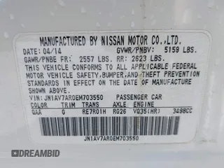 2014 Infiniti Q50 Hybrid Sport with VIN JN1AV7AR0EM703550, listed as a IAAI auction lot 42212384 with 79,308 mi miles and . Bid and sale history available at carsss.com. Image 9.