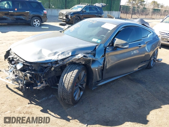 2018 Infiniti Q60 Red Sport 400 with VIN JN1FV7EL5JM630195, listed as a IAAI auction lot 41687628 with 55,168 mi miles and . Bid and sale history available at DreamBid. Image 2.