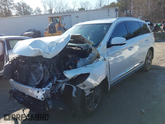 2017 Infiniti QX60 with VIN 5N1DL0MM8HC525934, listed as a IAAI auction lot 41768169 with 114,706 mi miles and . Bid and sale history available at DreamBid. Image 2.