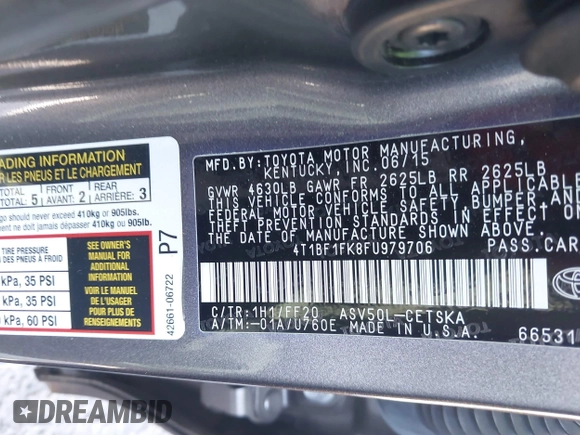 2015 Toyota Camry XLE z VIN 4T1BF1FK8FU979706, wystawiony jako IAAI lot #42298995 z przebiegiem 95 553 mil mil oraz . Historia ofert i sprzedaży dostępna na DreamBid. Obrazek 9.