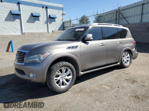 2014 Infiniti QX80 with VIN JN8AZ2NC6E9351737, listed as a Copart auction lot 48353585 with 121,579 mi miles and Salvage Title. Bid and sale history available at carsss.com. Image 1.