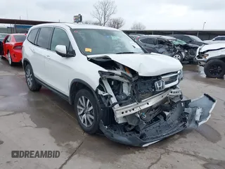 2021 Honda Pilot EX-L with VIN 5FNYF6H55MB031305, listed as a IAAI auction lot 41476636 with 58,754 mi miles. Bid and sale history available at carsss.com. Image 1.